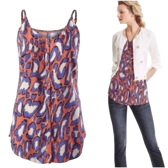 Cabi Womens tank blouse Style 5040 orange purple pattern button down Size XS - Picture 1 of 8